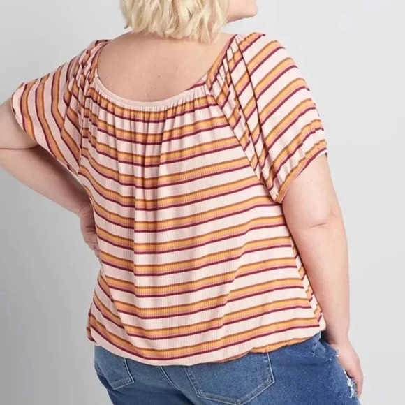 NWT Lane Bryant Striped Square Tie Neck Top in Size 26/28 - Picture 2 of 12